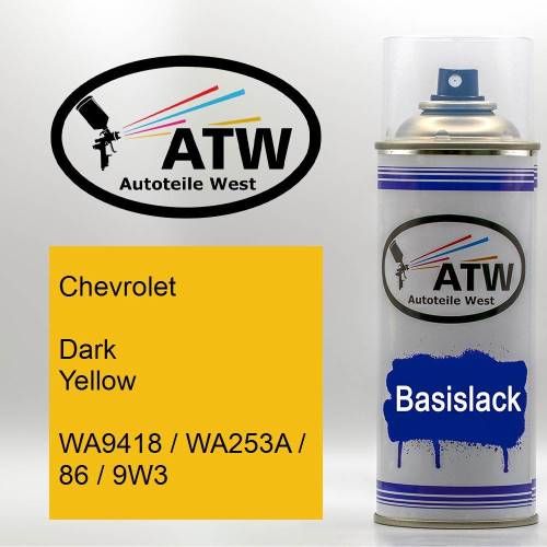 Chevrolet, Dark Yellow, WA9418 / WA253A / 86 / 9W3: 400ml Sprühdose, von ATW Autoteile West.